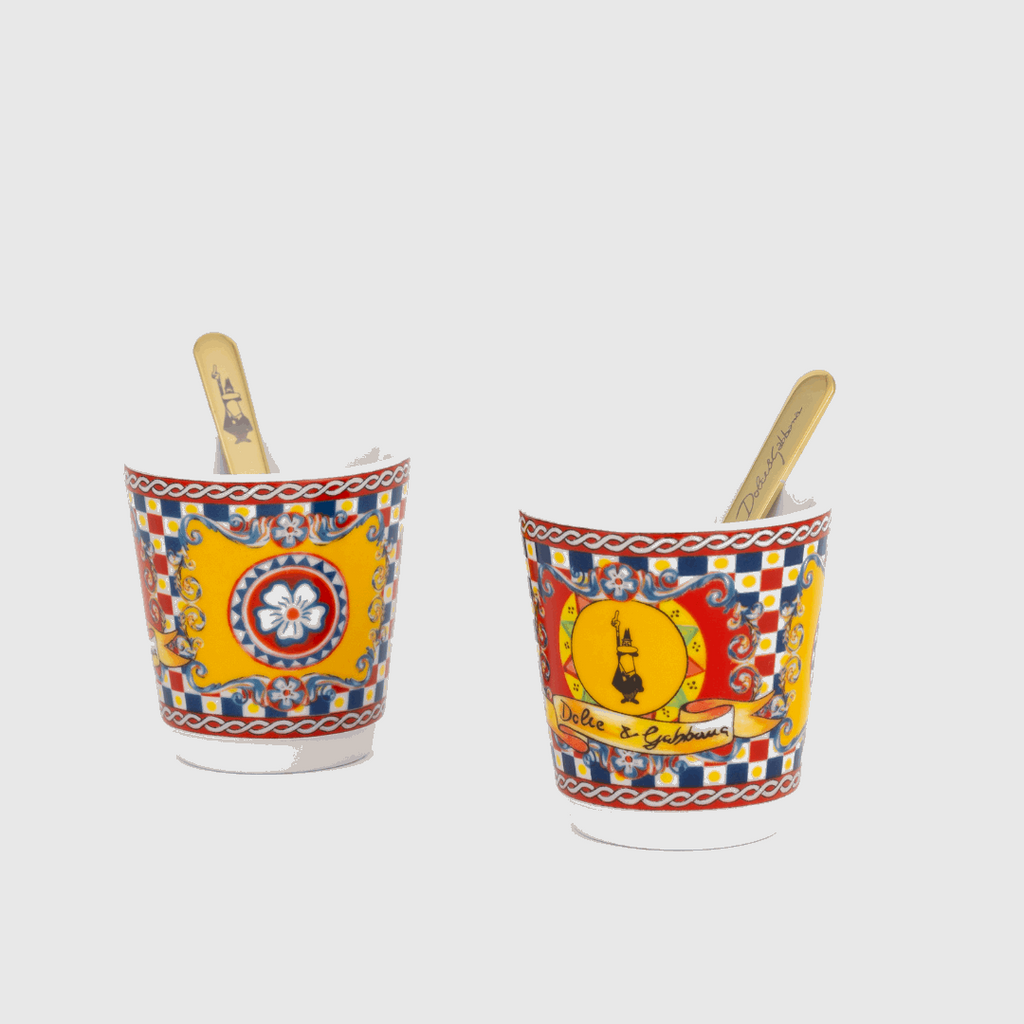 Bialetti X Dolce&Gabbana Sicilian Cart Gift Set (Moka 2 Cup, 2 Cups & Gold Stirrers) Brew Italia