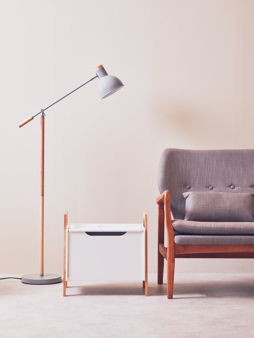 BOUGH Wood and Grey Metal Floor Lamp with Adjustable Arm KEFINO