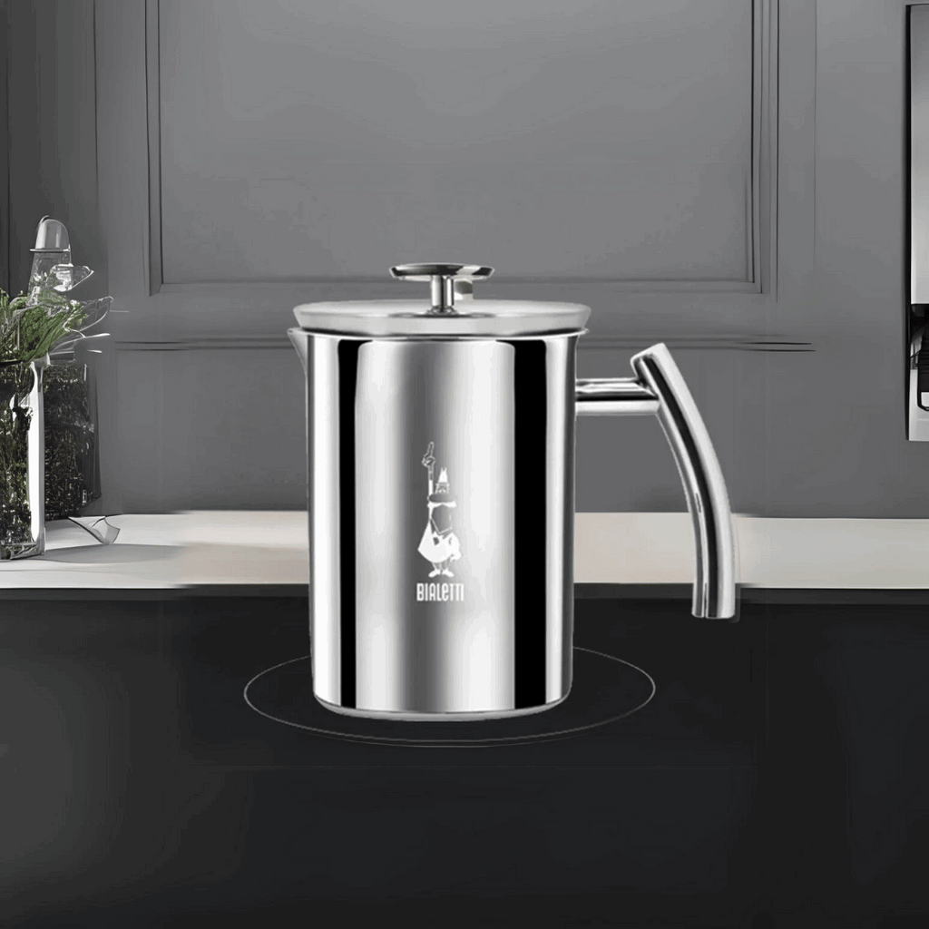 Bialetti Manual Milk Frother | Stainless Steel | 300ml Brew Italia