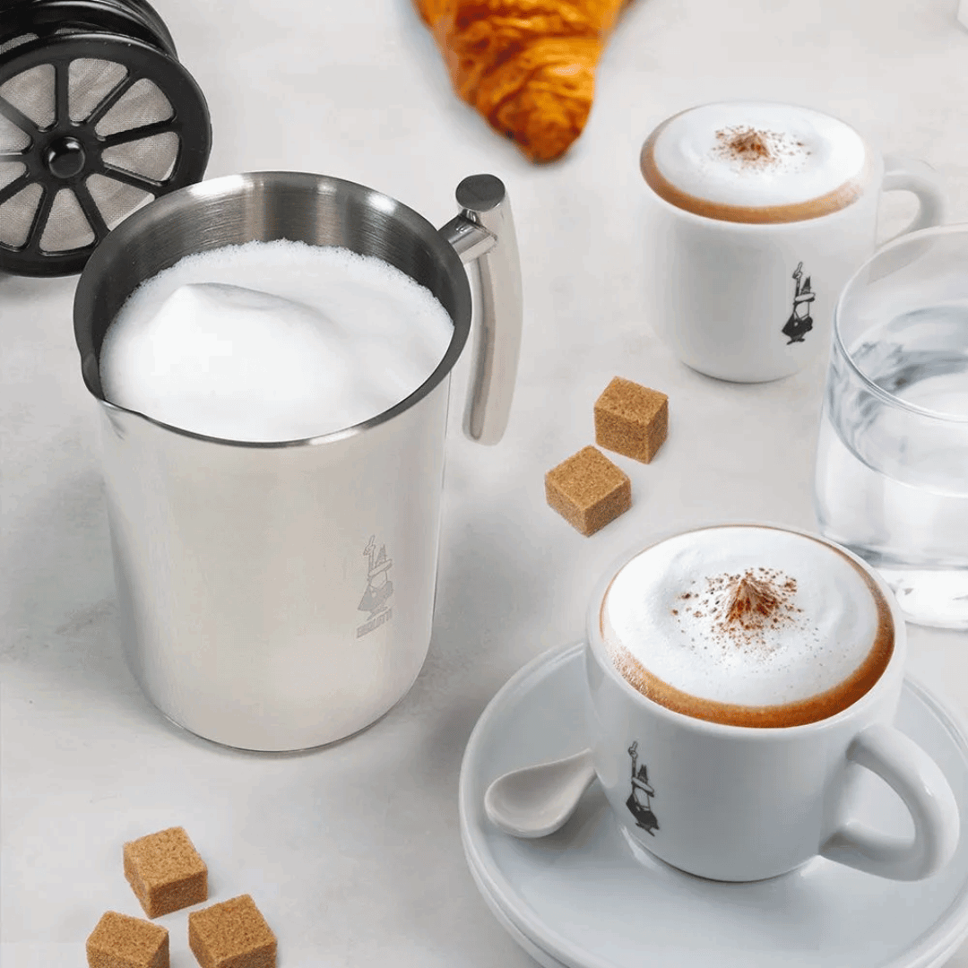 Bialetti Manual Milk Frother | Stainless Steel | 300ml Brew Italia