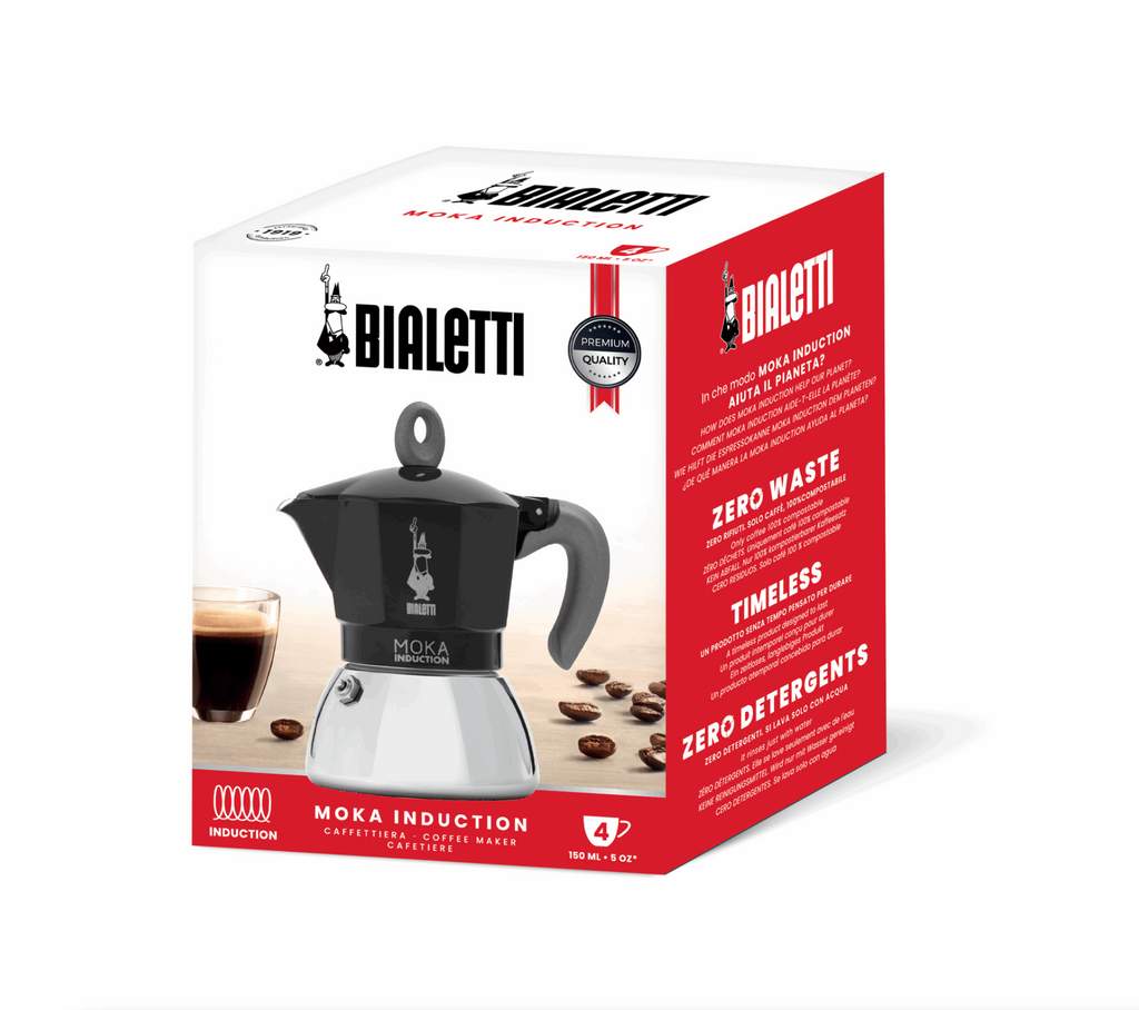 Bialetti Moka Induction Stovetop Coffee Maker | 4 or 6 cup | Red or Black Brew Italia