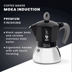 Bialetti Moka Induction Stovetop Coffee Maker | 4 or 6 cup | Red or Black Brew Italia