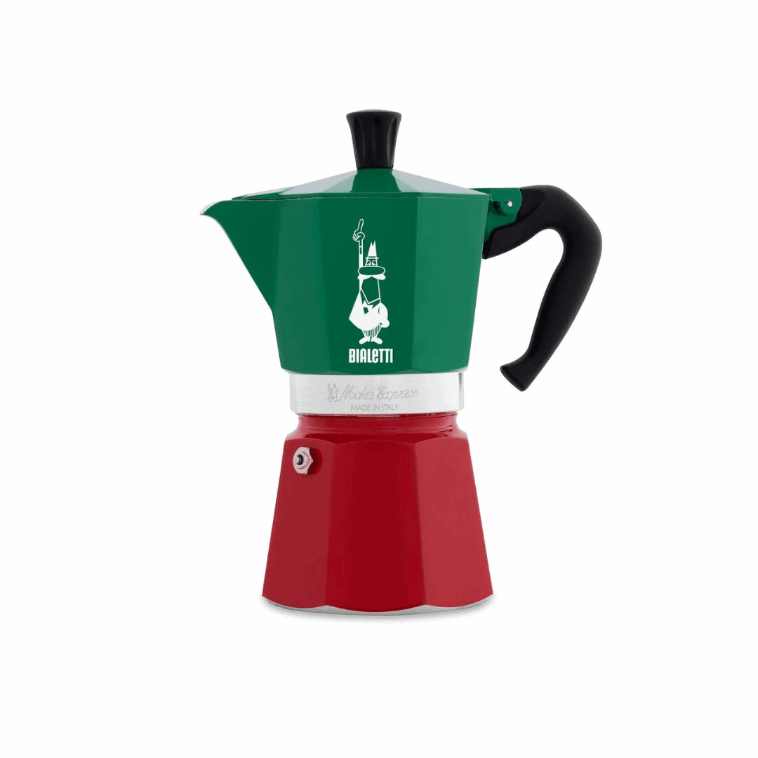 Bialetti Moka Express Tricolore Italia Stovetop Coffee Maker 6 Cup Brew Italia