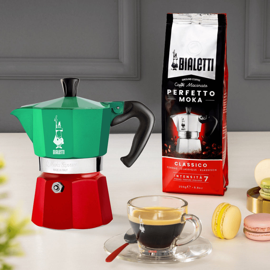 Bialetti Moka Express Tricolore Italia Stovetop Coffee Maker Brew Italia
