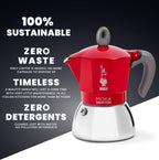 Bialetti Moka Induction Stovetop Coffee Maker | 4 or 6 cup | Red or Black Brew Italia