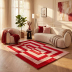 Joli Geometric Red & Pink Rug | Rectangular | 80x150cm − 200x290cm The Rugs