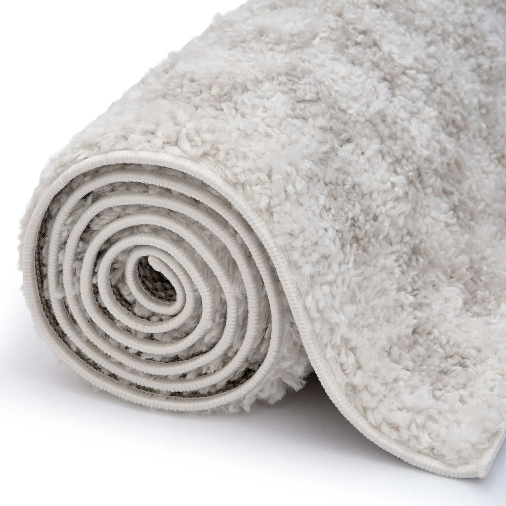 Moodi Shaggy Light Beige/White Rug | Rectangular | Round The Rugs