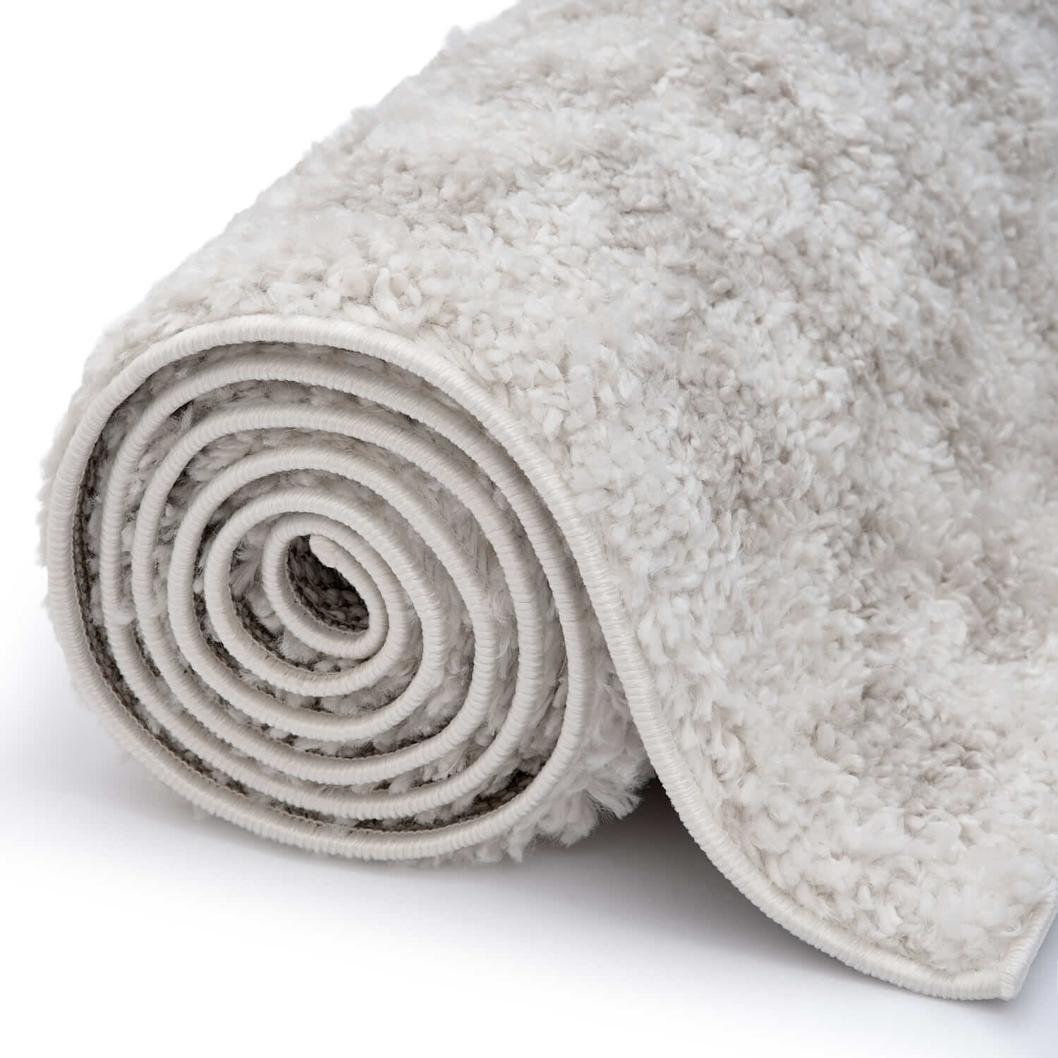 Moodi Shaggy Light Beige/White Rug | Rectangular | Round The Rugs