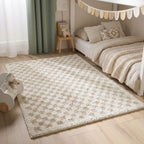 Moodi Shaggy Light Beige/White Rug | Rectangular | Round The Rugs