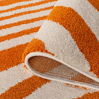 Joli Wavy Stripes Orange & White Rug | Rectangular | 80x150cm − 200x290cm The Rugs