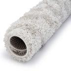 Moodi Shaggy Light Beige/White Rug | Rectangular | Round The Rugs