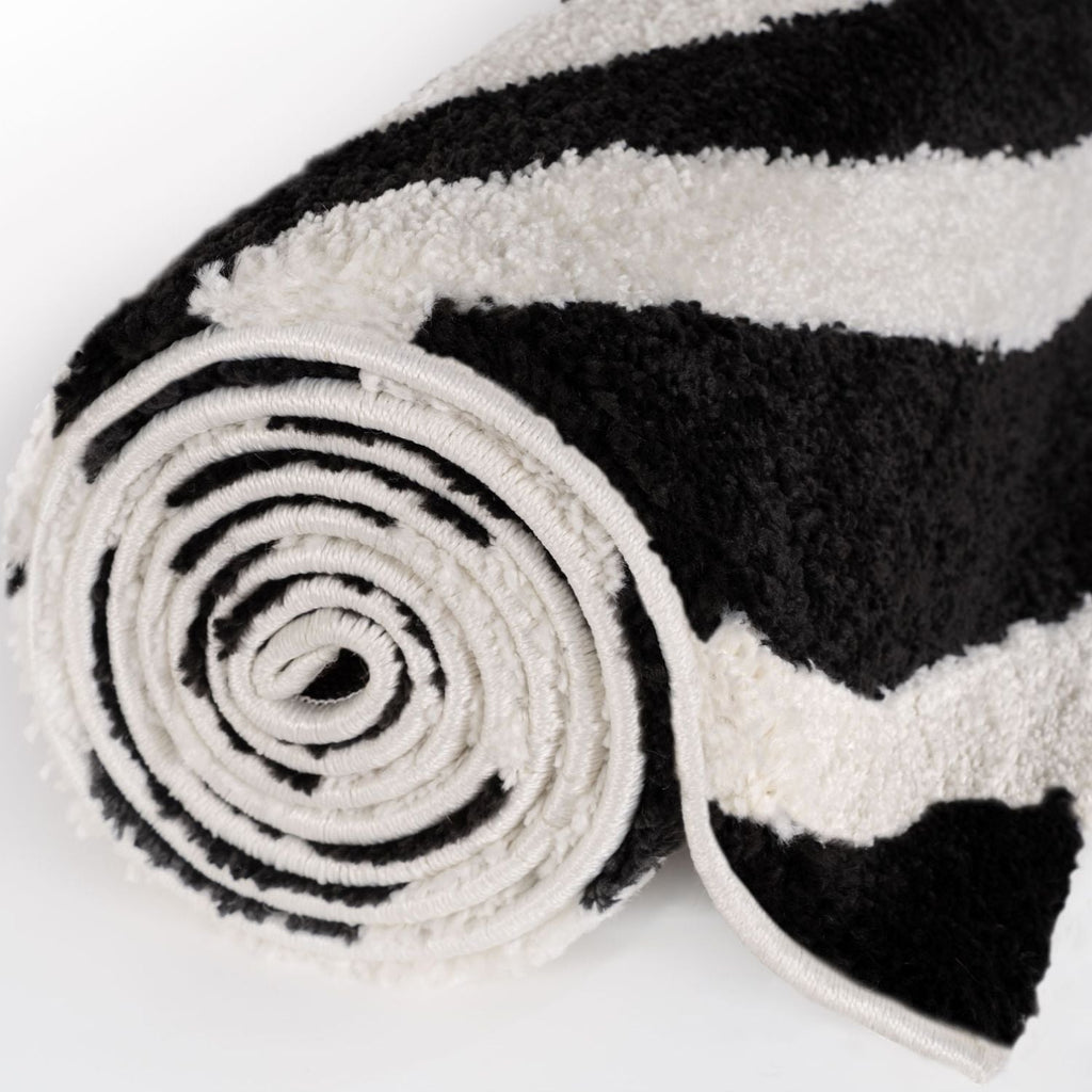 Joli Wavy Stripes Black & White Rug | Rectangular | 80x150cm − 200x290cm The Rugs