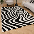 Joli Wavy Stripes Black & White Rug | Rectangular | 80x150cm − 200x290cm The Rugs