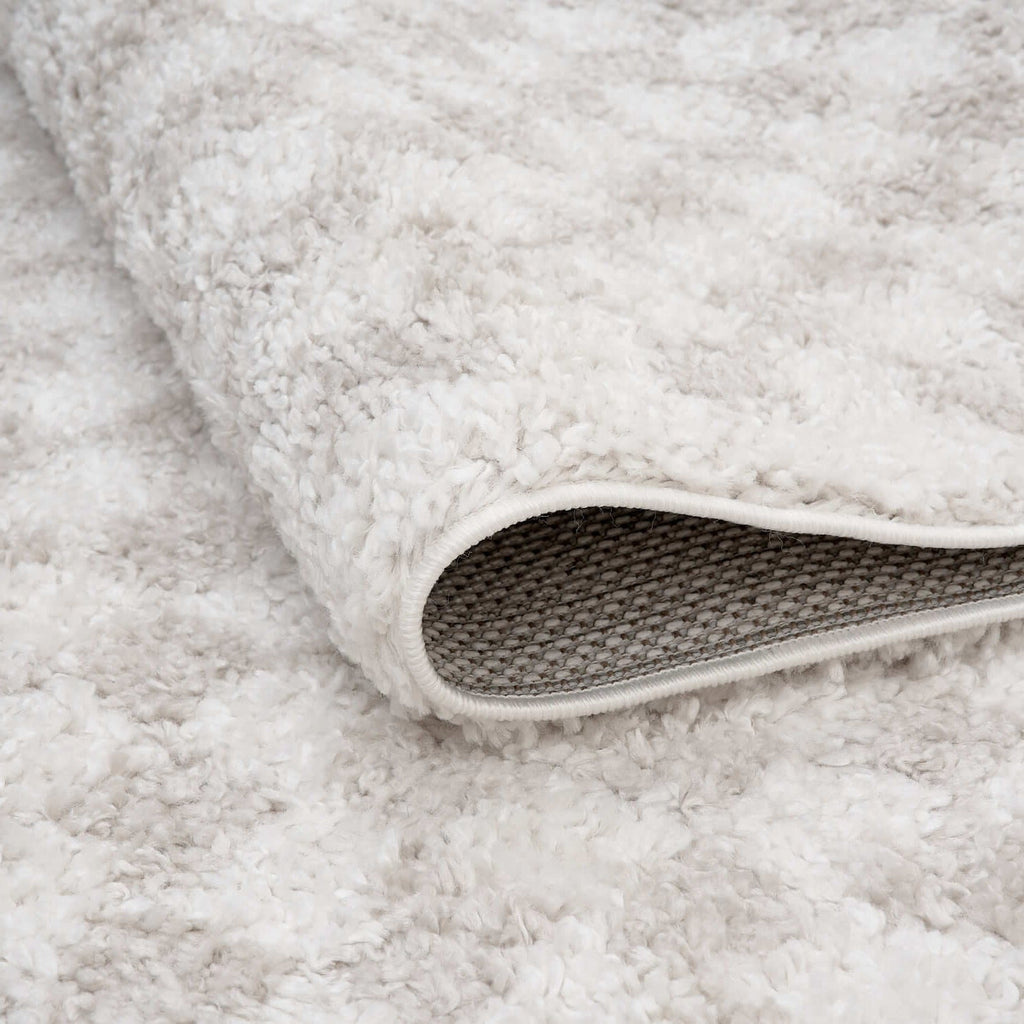 Moodi Shaggy Light Beige/White Rug | Rectangular | Round The Rugs
