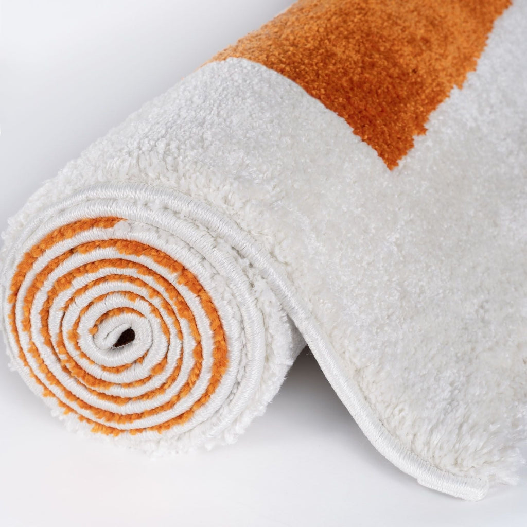 Joli Geometric Orange & White Rug | Rectangular | 80x150cm − 200x290cm The Rugs