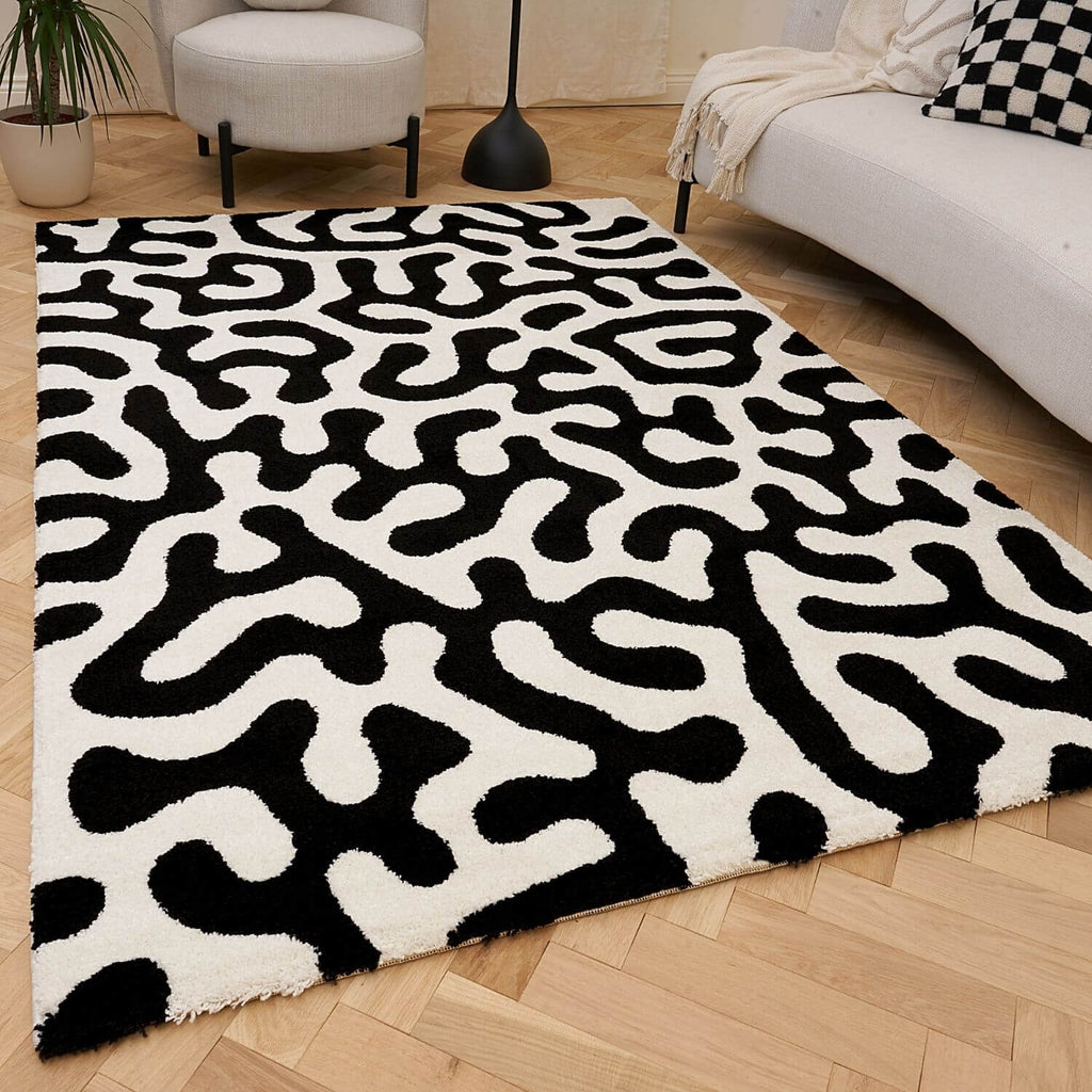 Joli Black & White Doodle Rug | Rectangular | 80x150cm − 200x290cm The Rugs