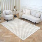 Moodi Shaggy Light Beige/White Rug | Rectangular | Round The Rugs