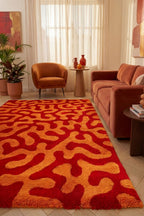 Joli Red & Orange Doodle Rug | Rectangular | 80x150cm − 200x290cm The Rugs
