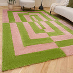 Joli Geometric Green & Pink Rug | Rectangular | 80x150cm − 200x290cm The Rugs