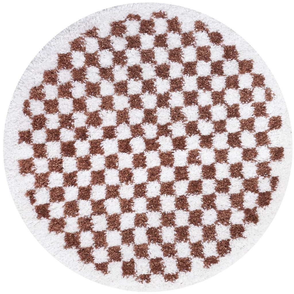 Moodi Shaggy White/Brown Pixelate Rug | Rectangular | Round Ø 120 cm The Rugs