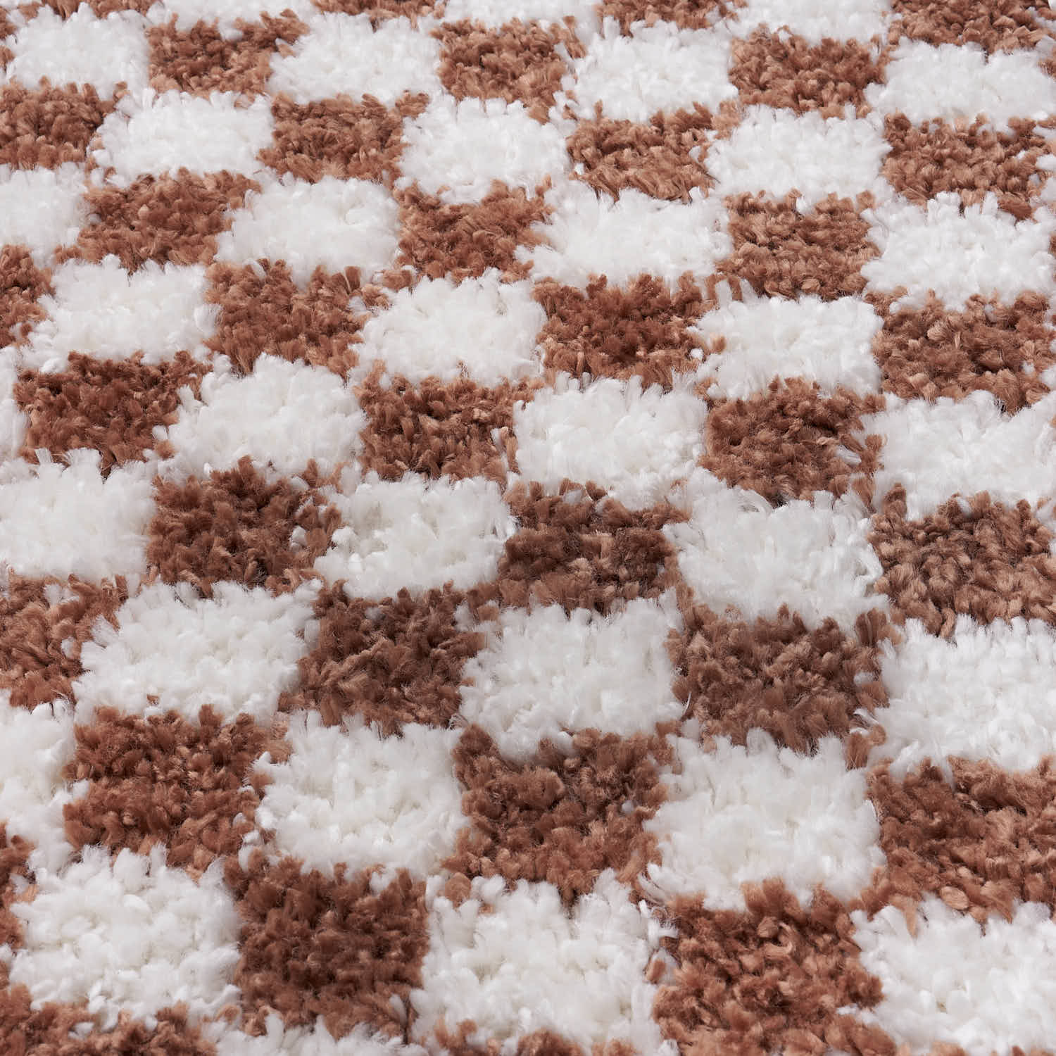 Moodi Shaggy White/Brown Pixelate Rug | Rectangular | Round The Rugs