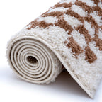 Moodi Shaggy White/Brown Pixelate Rug | Rectangular | Round The Rugs