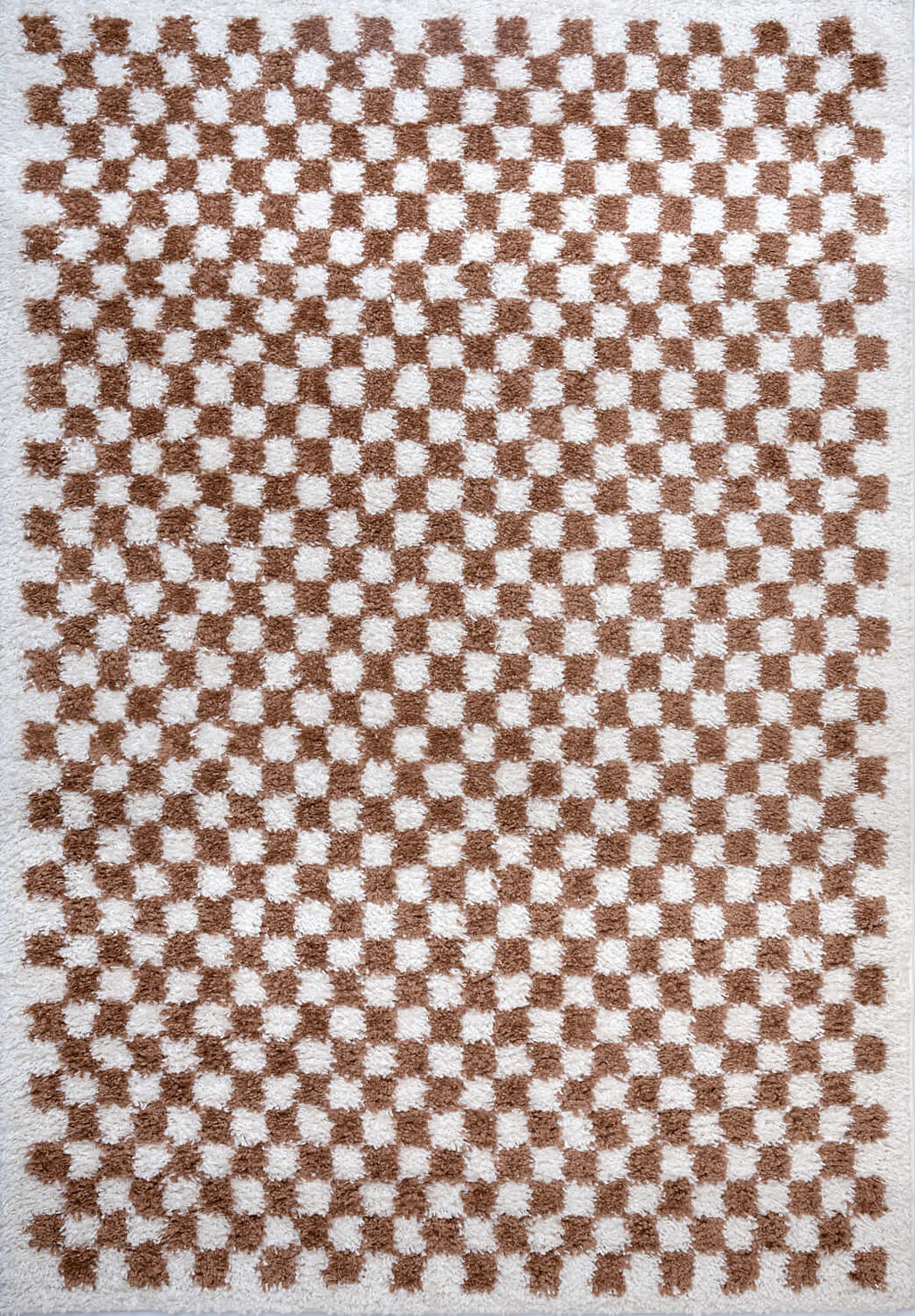 Moodi Shaggy White/Brown Pixelate Rug | Rectangular | Round The Rugs