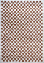 Moodi Shaggy White/Brown Pixelate Rug | Rectangular | Round The Rugs