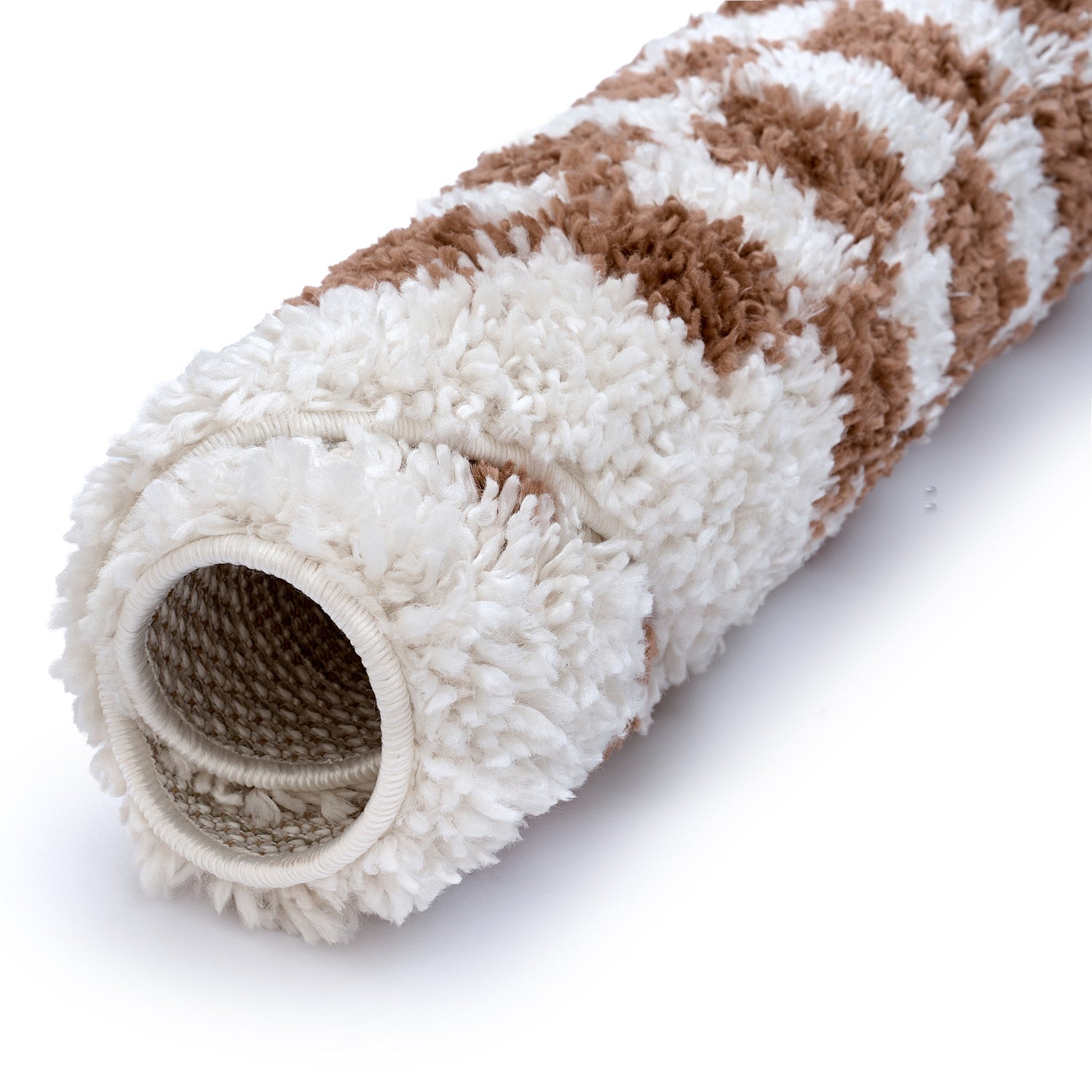 Moodi Shaggy White/Brown Pixelate Rug | Rectangular | Round The Rugs