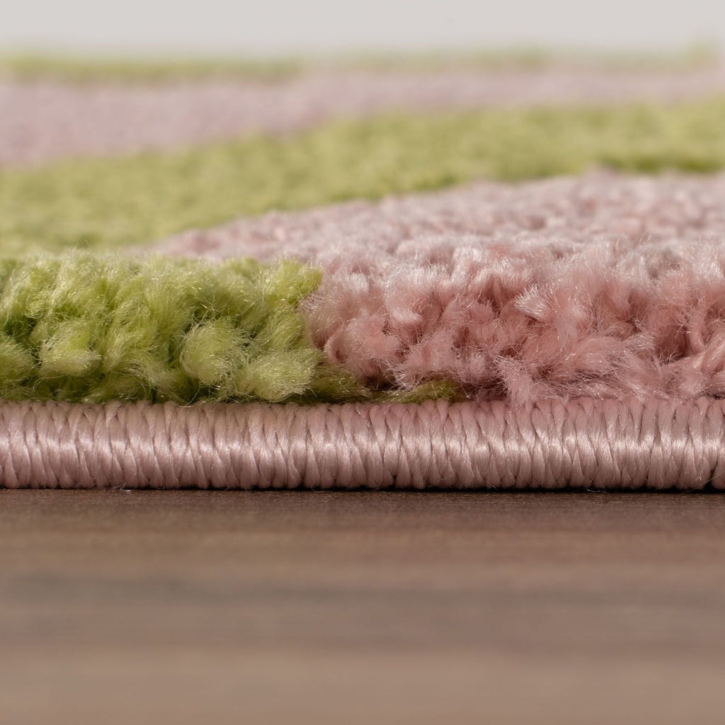 Joli Wave Green & Pink Rug | Rectangular | 80x150cm − 200x290cm The Rugs