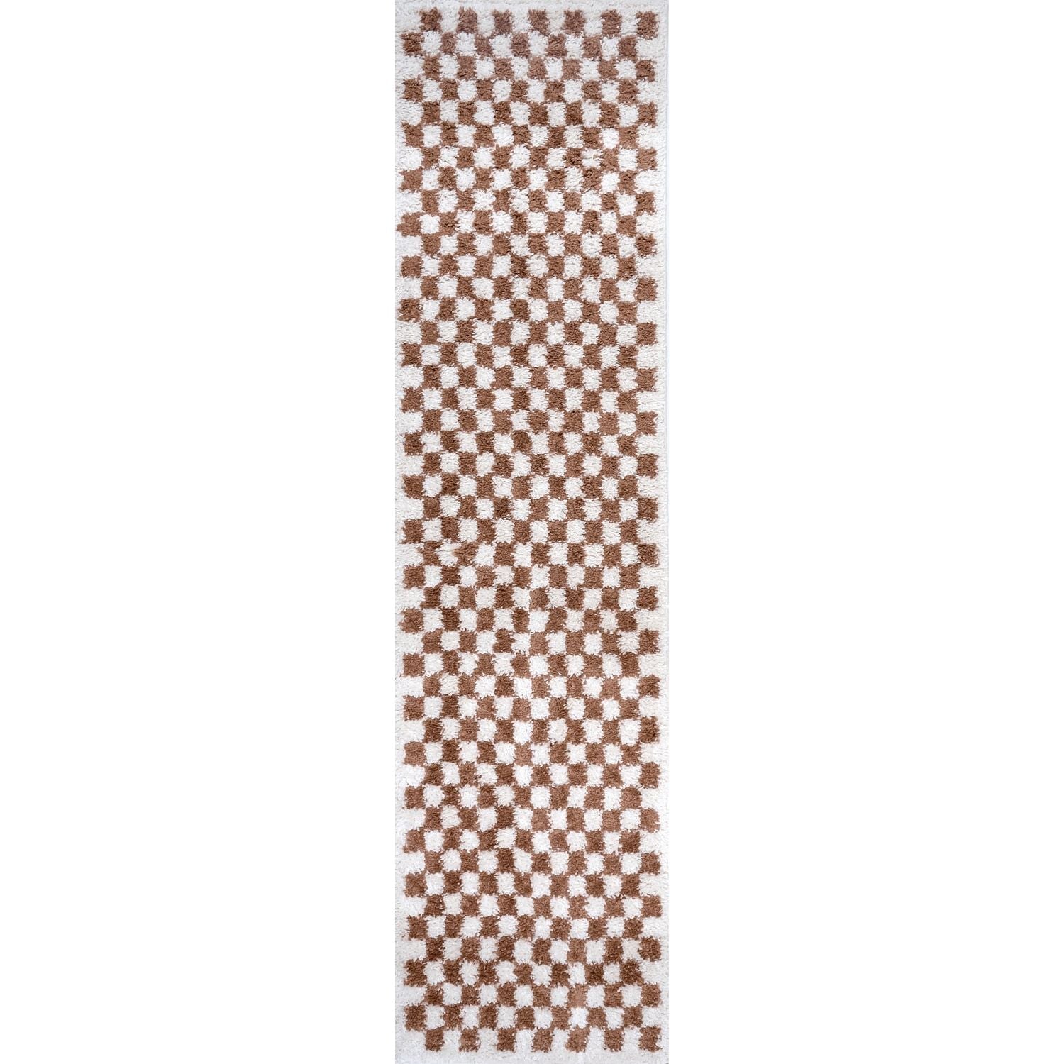 Moodi Shaggy White/Brown Pixelate Rug | Rectangular | Round 80X300 cm The Rugs
