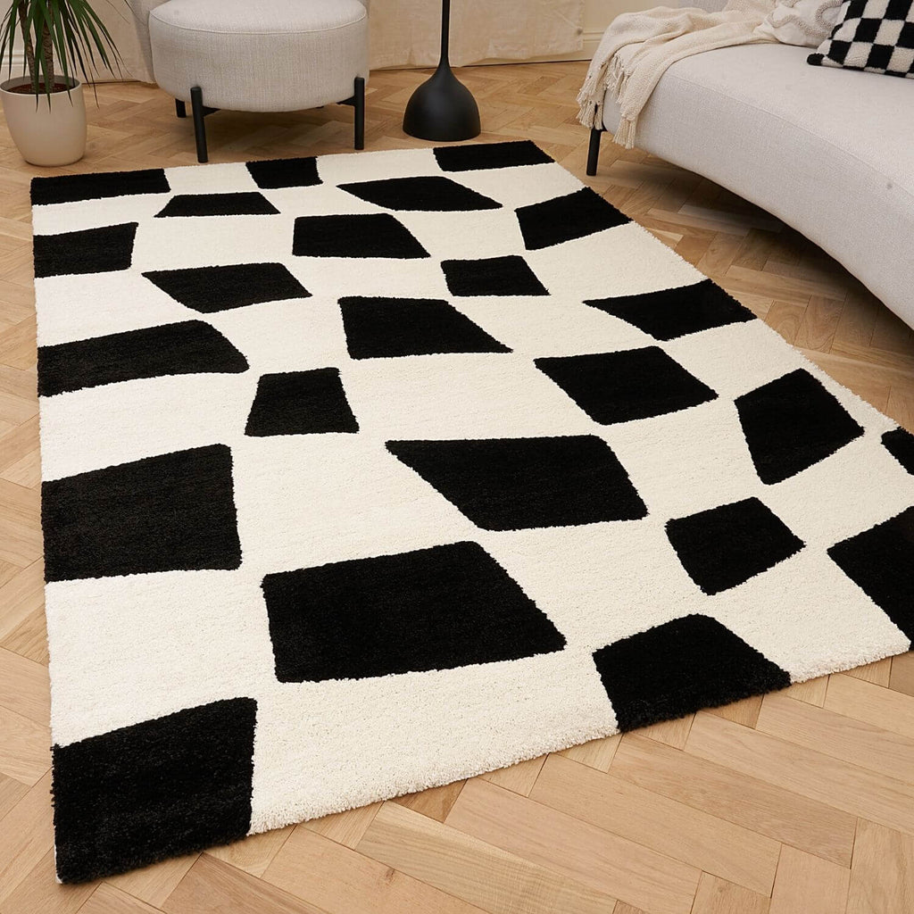 Joli Checkered Black & White Rug | Rectangular | 80x150cm − 200x290cm The Rugs