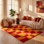 Joli Checkered Red & Orange Rug | Rectangular | 80x150cm − 200x290cm The Rugs