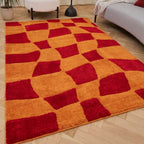 Joli Checkered Red & Orange Rug | Rectangular | 80x150cm − 200x290cm The Rugs