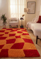 Joli Checkered Red & Orange Rug | Rectangular | 80x150cm − 200x290cm The Rugs