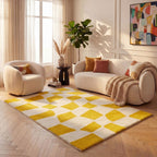 Joli Checkered Yellow & White Rug | Rectangular | 80x150cm − 200x290cm The Rugs