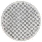 Moodi Shaggy Grey Checkered Rug | Rectangular | Round 120 cm Round The Rugs