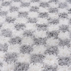 Moodi Shaggy Grey Checkered Rug | Rectangular | Round The Rugs