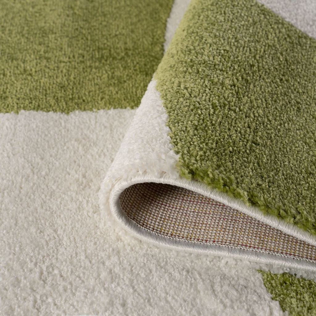 Joli Checkered Green & White Rug | Rectangular | 80x150cm − 200x290cm The Rugs