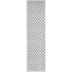 Moodi Shaggy Grey Checkered Rug | Rectangular | Round 80X300 cm The Rugs