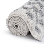 Moodi Shaggy Grey Checkered Rug | Rectangular | Round The Rugs