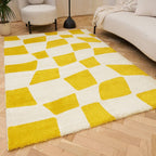 Joli Checkered Yellow & White Rug | Rectangular | 80x150cm − 200x290cm The Rugs
