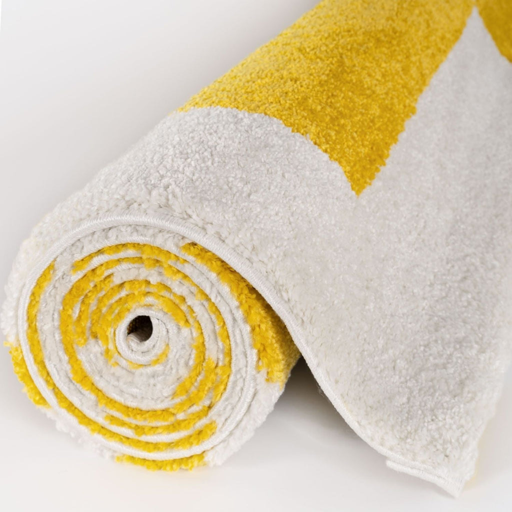 Joli Geometric Yellow & White Rug | Rectangular | 80x150cm − 200x290cm The Rugs