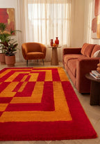 Joli Geometric Red & Orange Rug | Rectangular | 80x150cm − 200x290cm The Rugs