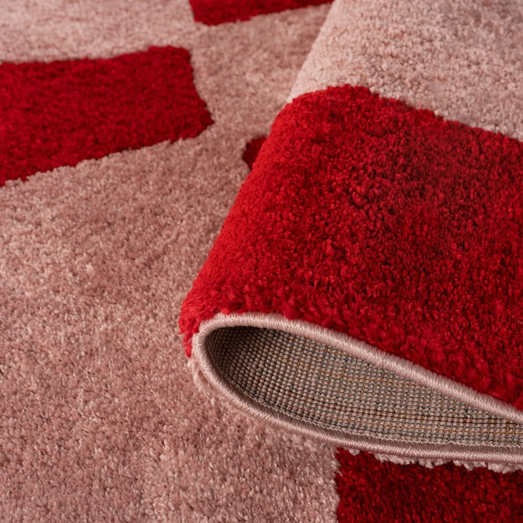 Joli Checkered Red & Pink Rug | Rectangular | 80x150cm − 200x290cm The Rugs