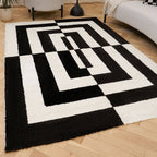 Joli Geometric Black & White Rug | Rectangular | 80x150cm − 200x290cm The Rugs