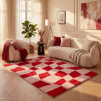 Joli Checkered Red & Pink Rug | Rectangular | 80x150cm − 200x290cm The Rugs