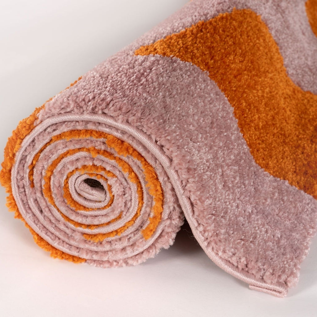 Joli Checkered Orange & Pink Rug | Rectangular | 80x150cm − 200x290cm The Rugs