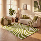 Joli Wavy Stripes Green & White Rug | Rectangular | 80x150cm − 200x290cm The Rugs