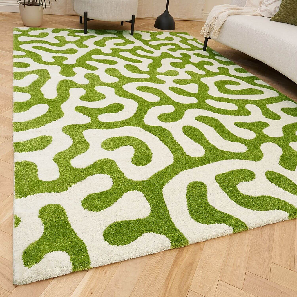 Joli Green & White Doodle Rug | Rectangular | 80x150cm − 200x290cm The Rugs
